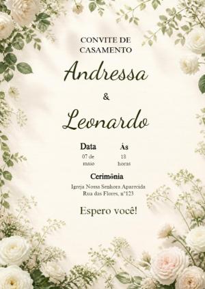 Convite de Casamento Flores Brancas