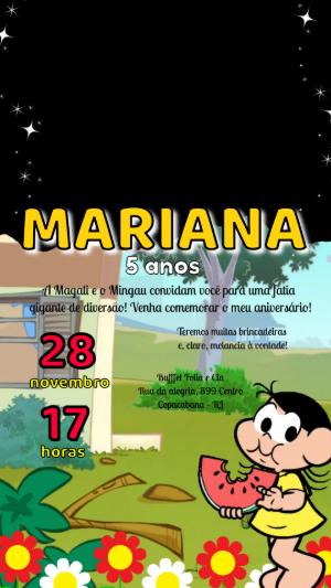 Convite Animado Magali: Vídeo de Aniversário Infantil para Editar