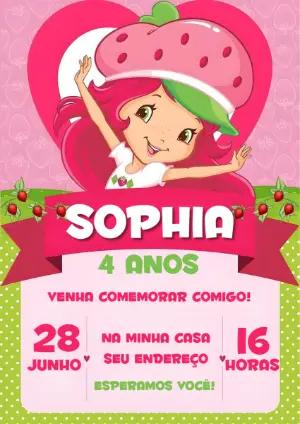 Convite de Aniversário Moranguinho para Editar Online
