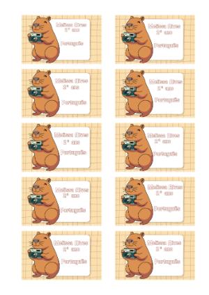 Etiqueta Escolar Capivara Fotógrafa Modelo Editável