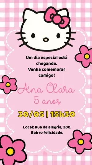 Convite Digital Editável de Aniversário Hello Kitty