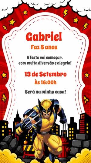 Convite de Aniversário Wolverine para Editar Online