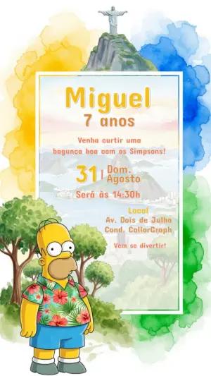 Convite de Aniversário Os Simpsons com Homer para Editar Online