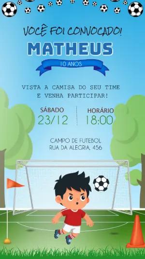 Convite de Aniversário Futebol Infantil Editável