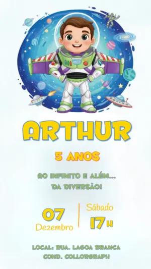 Convite Editável Aniversário Infantil Buzz Lightyear no Espaço