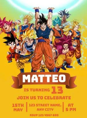 Dragon Ball Z Birthday Invitation Template to Edit Online