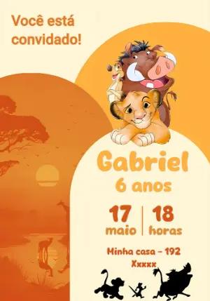 Convite de Aniversário Rei Leão com Simba para Editar Online