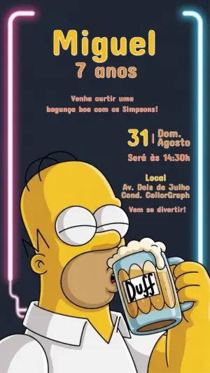 Convite de Aniversário Os Simpsons com Homer para Editar Online