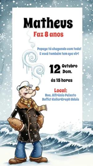 Convite de Aniversário Popeye para Editar Online