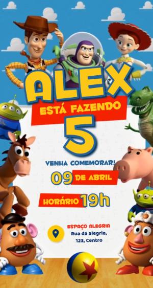 Convite Animado Toy Story: Vídeo Editável para Aniversário