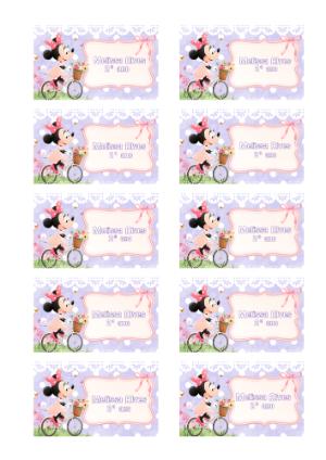 Etiqueta Escolar Minnie de Bicicleta Editável para Imprimir