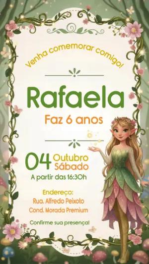 Convite de Aniversário Fada no Bosque Encantado para Editar
