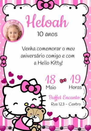 Convite Aniversário Hello Kitty com Foto para Editar Online