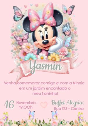 Convite Digital Minnie Jardim das Borboletas para Editar