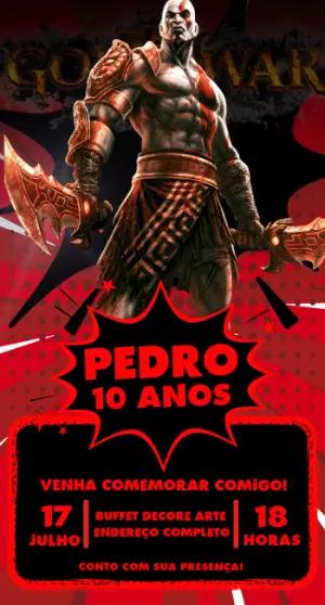 Convite Aniversário God of War para Editar Online