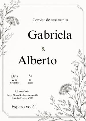 Convite de Casamento Clássico Floral para Editar