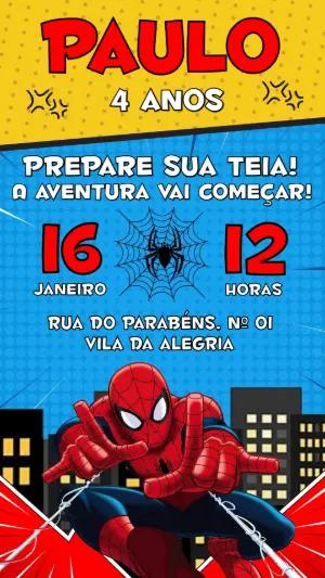 Convite de Aniversário Homem-Aranha Estilo Quadrinhos Editável