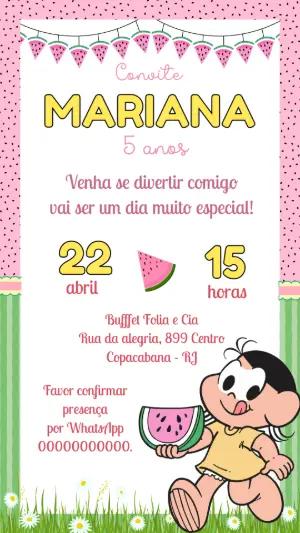 Convite Digital Aniversário Infantil Tema Magali Editável