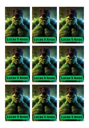 Tag de Aniversário Hulk Editável para Imprimir