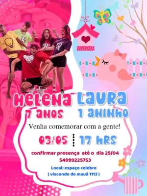 Convite Aniversário Duplo Emilly Vick e Jardim Encantado para Editar