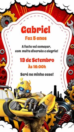 Convite Aniversário Transformers Bumblebee para Editar Online