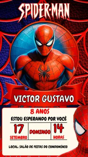 Convite Aniversário Homem Aranha para Editar Online