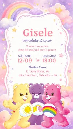 Convite de Aniversário Ursinhos Carinhosos Editável