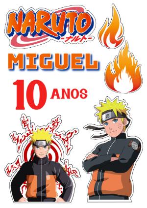 Topo de Bolo Aniversário Naruto para Editar Online