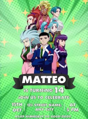 Tenchi Muyo Anime Birthday Invitation | Editable Digital Template
