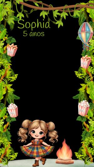 Moldura para Stories Festa Junina Infantil para Editar