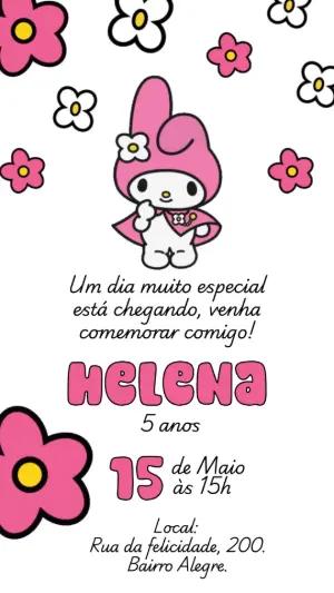 Convite Animado de Aniversário My Melody para Editar Online