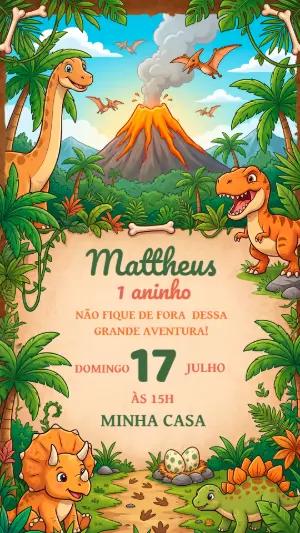 Convite de Aniversário Dinossauro Baby Modelo Editável