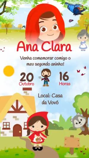 Convite Animado Aniversário Chapeuzinho Vermelho para Editar
