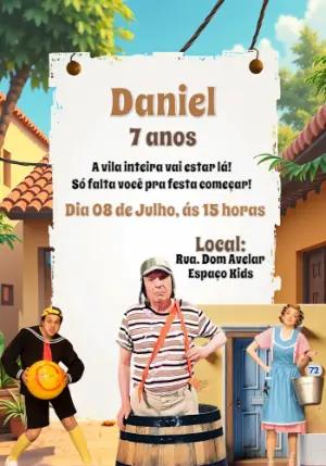 Convite Aniversário Chaves com Personagens para Editar Online