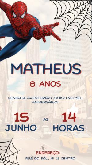 Convite de Aniversário Homem-Aranha para Editar Online