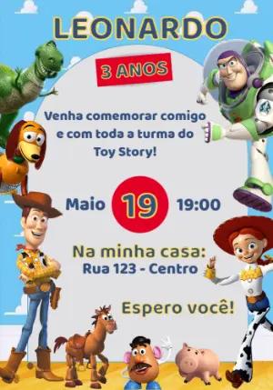 Convite de Aniversário Toy Story Infantil para Editar