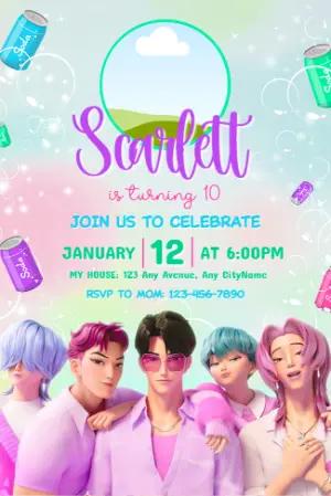K-Pop Saja Boys Birthday Invitation | Editable Template