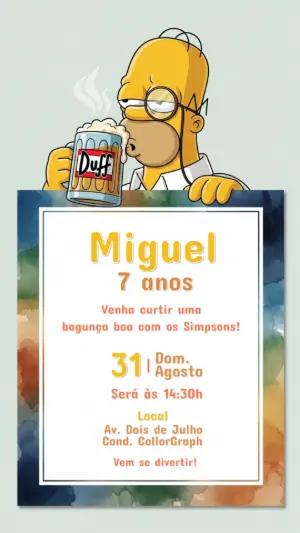 Convite de Aniversário Os Simpsons com Homer para Editar Online