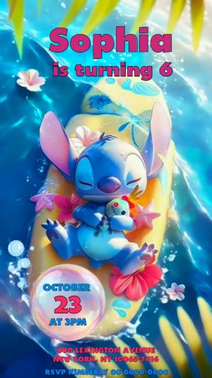 Stitch Animated Birthday Invitation | Editable Video Template