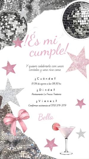 Invitación de Cumpleaños Disco Glam para Editar y Enviar