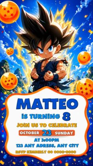 Dragon Ball Birthday Invitation | Editable Anime Party Template