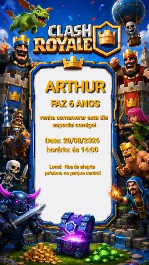 Convite de Aniversário Clash Royale para Editar Online