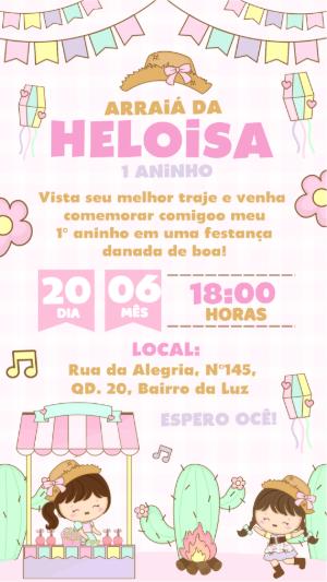 Convite de Aniversário Festa Junina Infantil Editável
