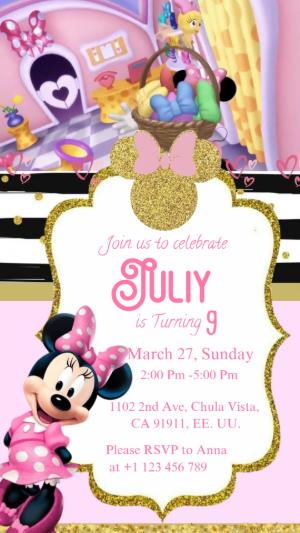Animated Minnie Princess Birthday Invitation | Editable Video Template