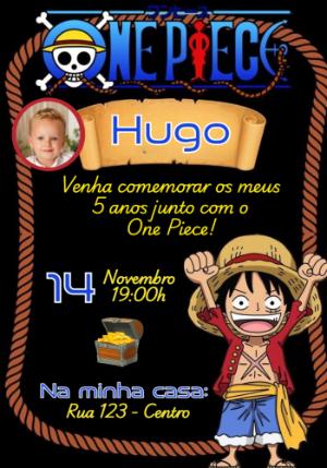 Convite Aniversário One Piece com Foto para Editar Online