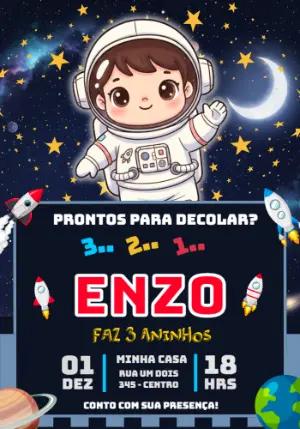 Convite Digital Infantil Tema Astronauta Editável