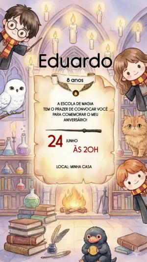 Convite de Aniversário Harry Potter para Editar