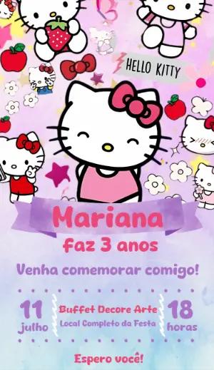 Convite de Aniversário Hello Kitty para Editar Online