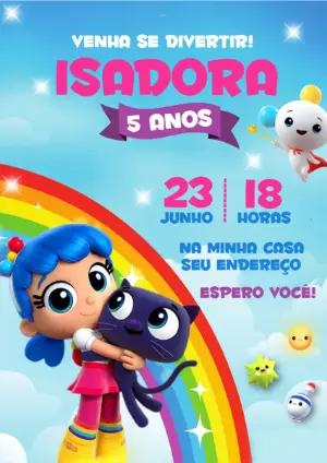 Convite Aniversário Vera e o Reino do Arco-Íris para Editar