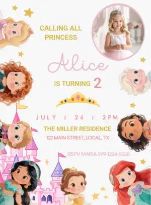 Editable Princess Birthday Invitation with Photo